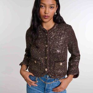 Maje NWT Brown Sequin Cardigan - $415 MSRP
